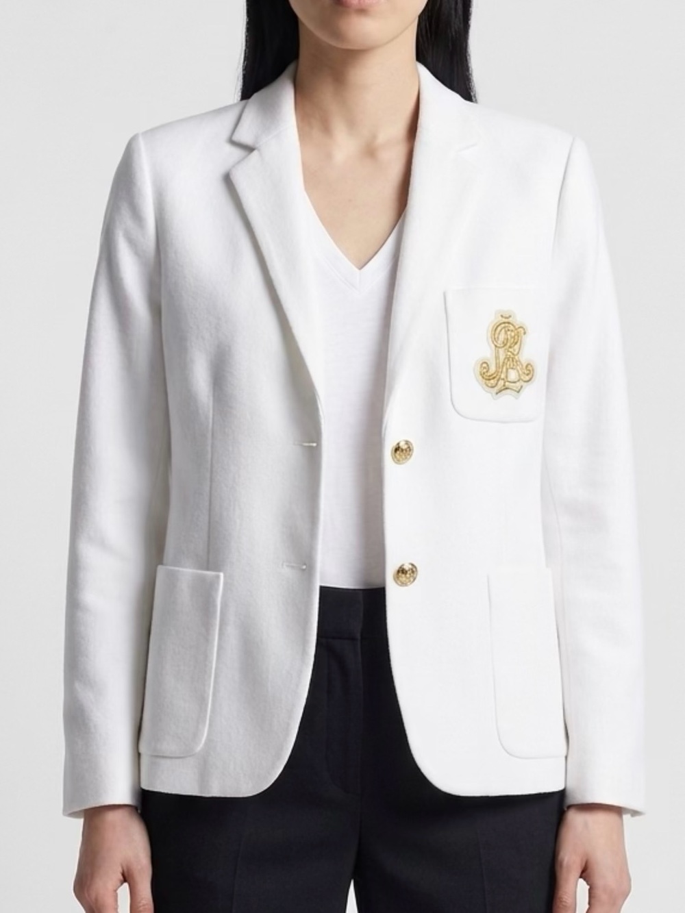 Ralph Lauren White Blazer with Gold Crest